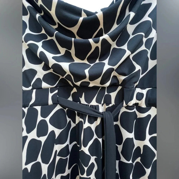 Volume One Animal Print Size Large Dress Tie at Waist Black Tan - Picture 2 of 5